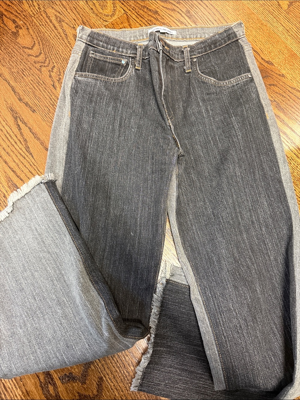 Elizabeth and James Two-Tone Gray Wide-Leg Jeans